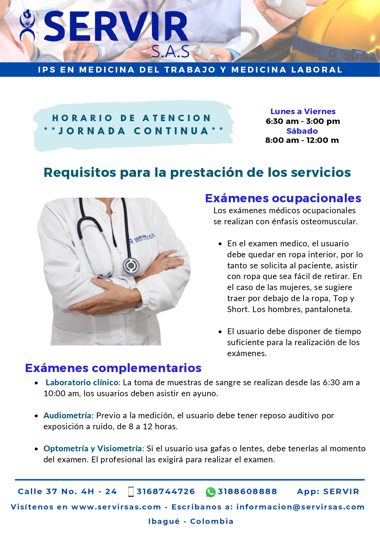 Requisitos para la realización de los exámenes